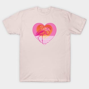 Flamingos at Sunset | Pink Flamingos | Vintage Flamingos | T-Shirt